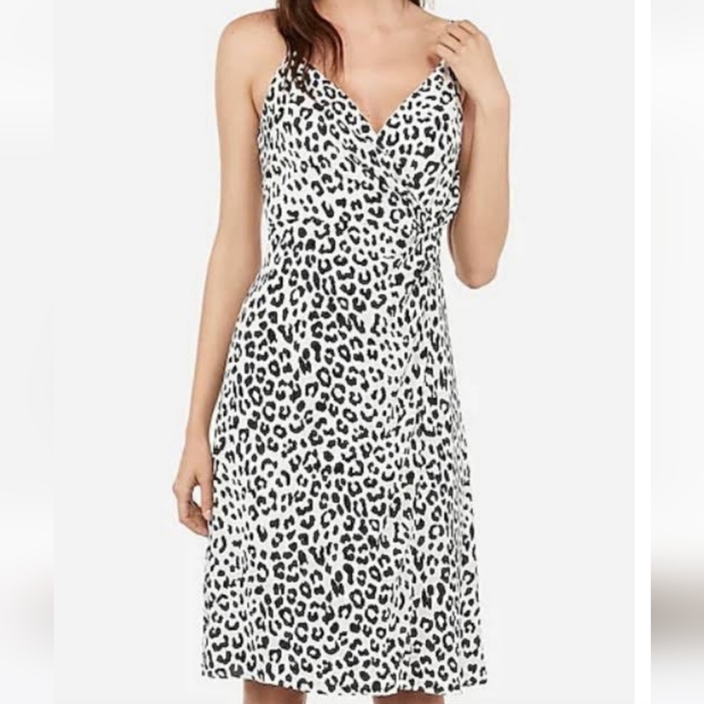Express Black and White Lepoard Animal Print Dress Women's Size L